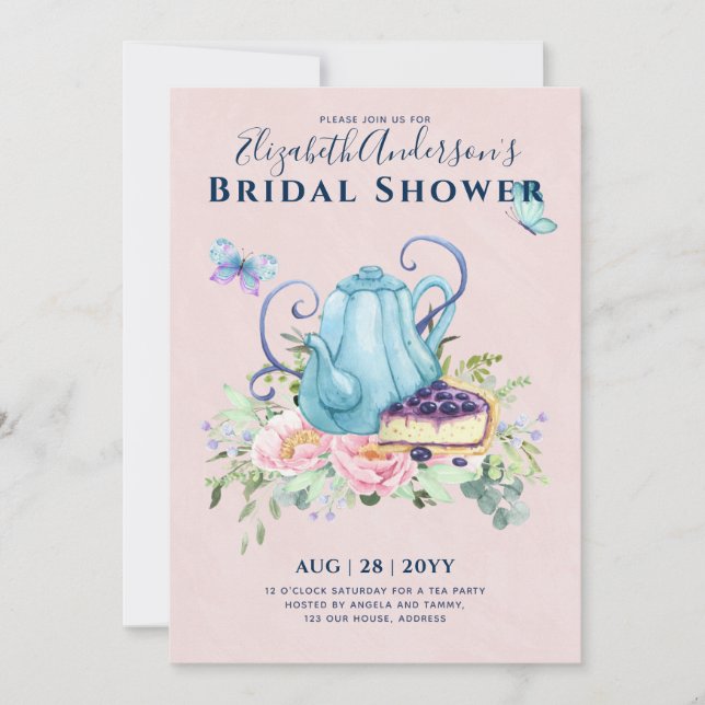 Teapot Bridal Shower Teatime Afternoon Tea Invites (Front)