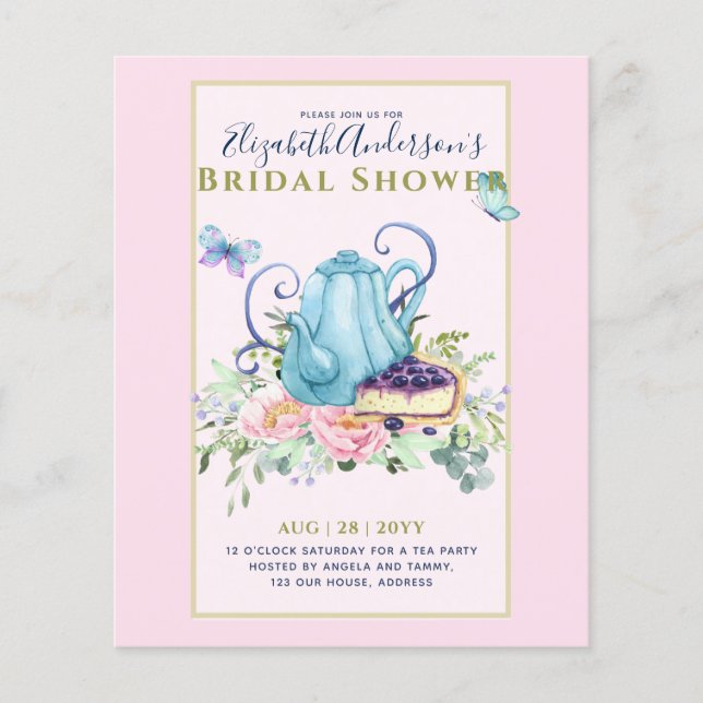 Teapot Bridal Shower Teatime Afternoon Tea Invites Flyer (Front)
