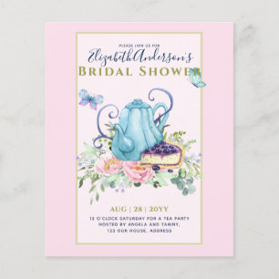 Teapot Bridal Shower Teatime Afternoon Tea Invites Flyer