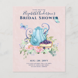 Teapot Bridal Shower Teatime Afternoon Tea Invites Flyer