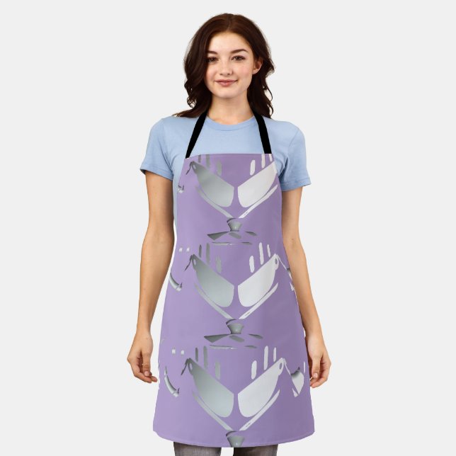 Teapot + Cups Lavender Teapot  Apron (Worn)
