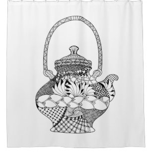 Teapot Doodle Shower Curtain