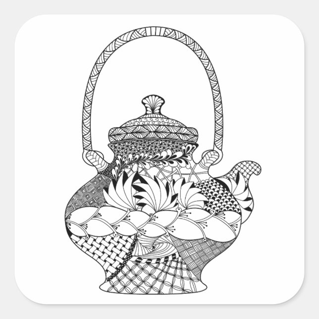 Teapot Doodle Square Sticker (Front)