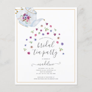 Teapot Floral Bridal Shower Tea Party Invitation Flyer