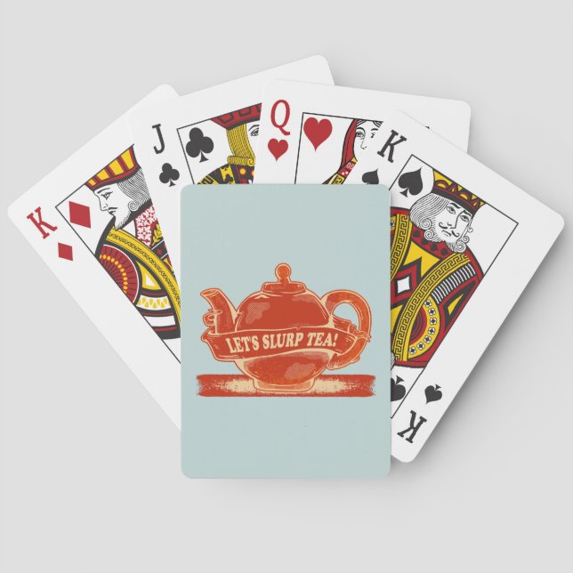 Teapot Funny Drinking Tea Playing Cards (Back)