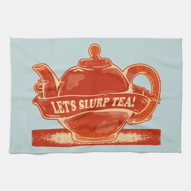 Teapot Funny Drinking Tea Tea Towel (Horizontal)