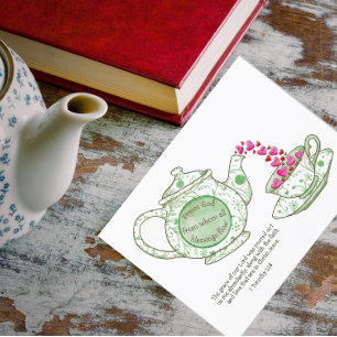 Teapot Grace and Blessings  Inspirational Postcard