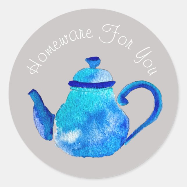 Teapot homeware design Gift business branding Classic Round Sticker (Front)
