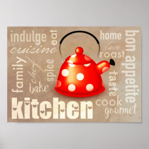 Teapot kitchen art poster