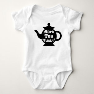 Teapot - More tea Vicar? - Black and White Baby Bodysuit