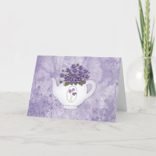 Teapot Of Violets Thank You Card