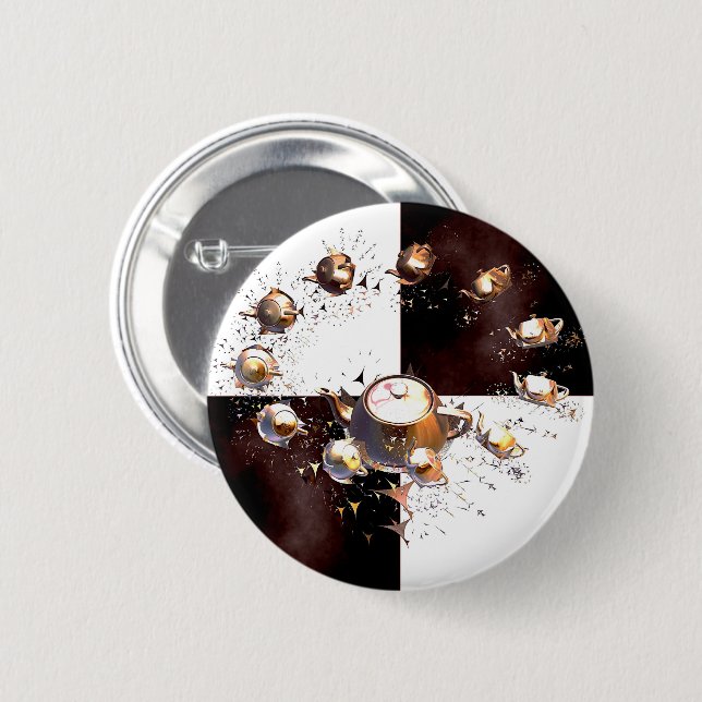 Teapot Party 6 Cm Round Badge (Front & Back)