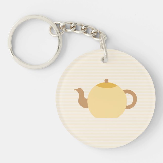 Teapot Picture in Neutral Colours. Key Ring (Front)