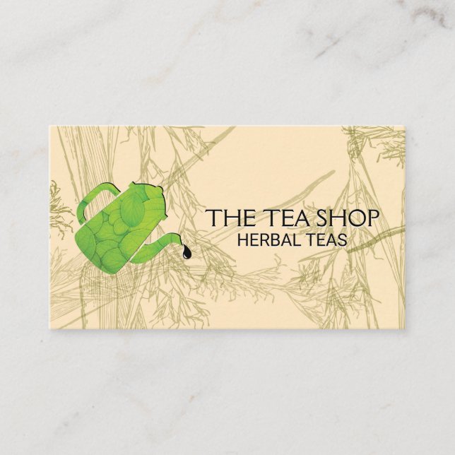 Teapot Pour | Herbal Plants Mini Business Card (Front)