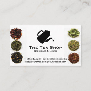 Teapot Pour Logo   Tea Leaves Business Card