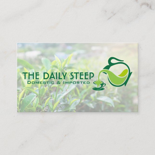 Teapot Pouring Green Tea Business Card (Front)