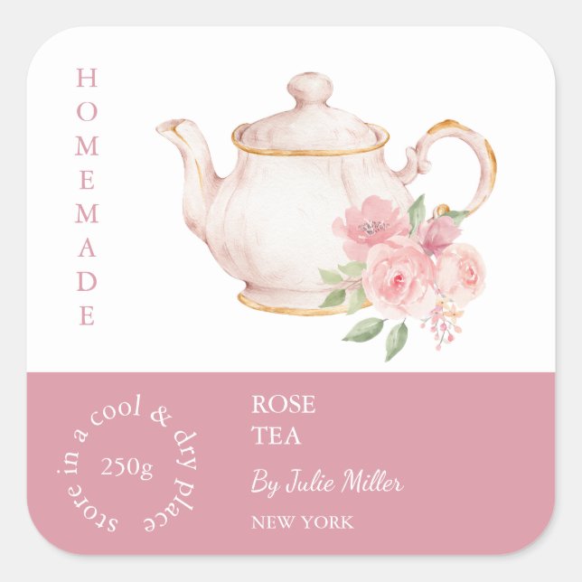 Teapot Rose Tea Label (Front)