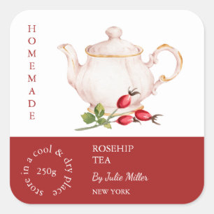Teapot Rosehip Tea Label