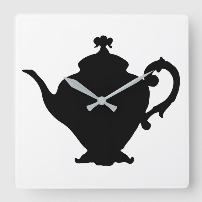 Teapot Silhouette Square Wall Clock (Front)