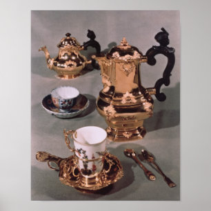 Teapot, sugar bowl, chocolate pot and mug poster
