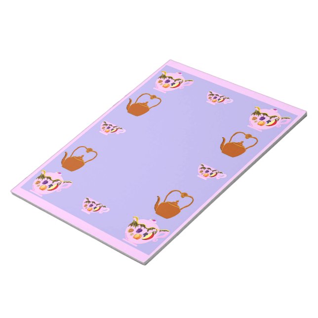 Teapot, Teacup, And Teakettle Notepad (Angled)