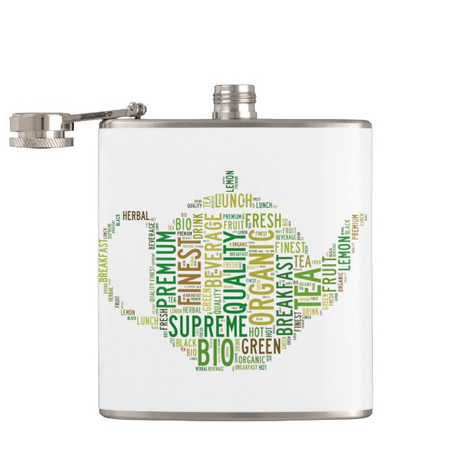 Teapot text design hip flask (Opened)