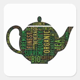 Teapot text design square sticker