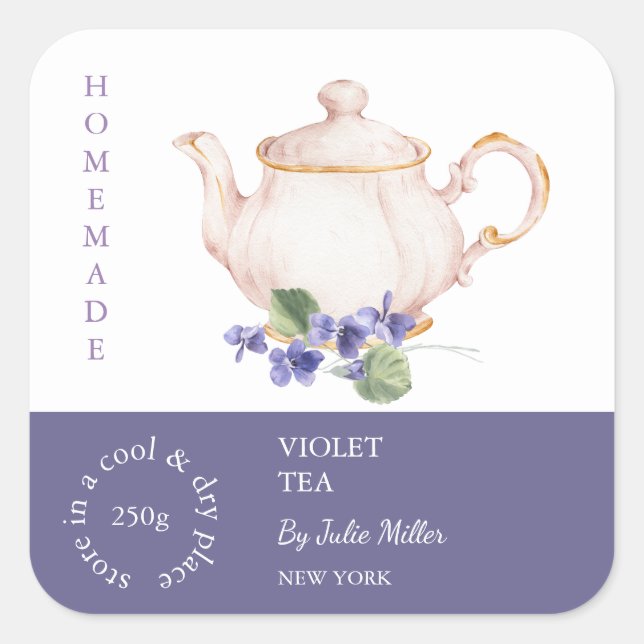 Teapot Violet Tea Label (Front)