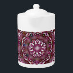 Teapot with Cranberry Mandala<br><div class="desc">Teapot with a cranberry and white Mandala design.</div>