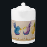 Teapot with Whimsical Birds<br><div class="desc">This teapot has my three cute whimsical watercolor birds,  to brighten your day!</div>