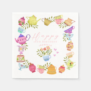 Teapots and Cups  Birthday Napkin