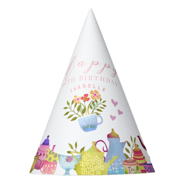 Teapots and Cups  Birthday Party Hat (Front)