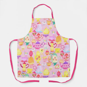 Teapots and Cups Pink Kitchen Towels Apron
