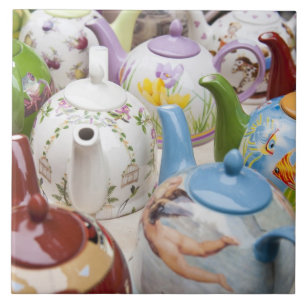 Teapots on sale in Leipzig, Germany Ceramic Tile