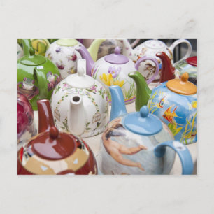 Teapots on sale in Leipzig, Germany Postcard