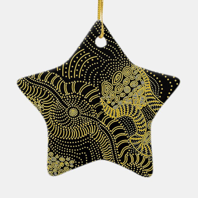 Tear Across Dotted Line - Aboriginal Graphic Ceramic Ornament (Back)