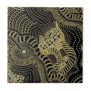 Tear Across Dotted Line - Aboriginal Graphic Ceramic Tile