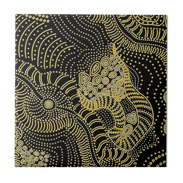 Tear Across Dotted Line - Aboriginal Graphic Ceramic Tile (Front)