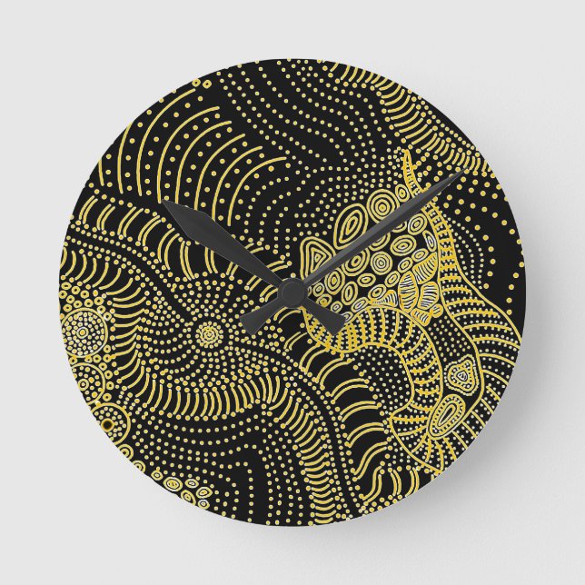 Tear Across Dotted Line - Aboriginal Graphic Round Clock (Front)