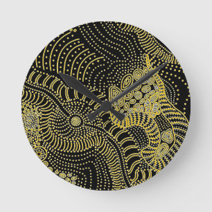 Tear Across Dotted Line - Aboriginal Graphic Round Clock