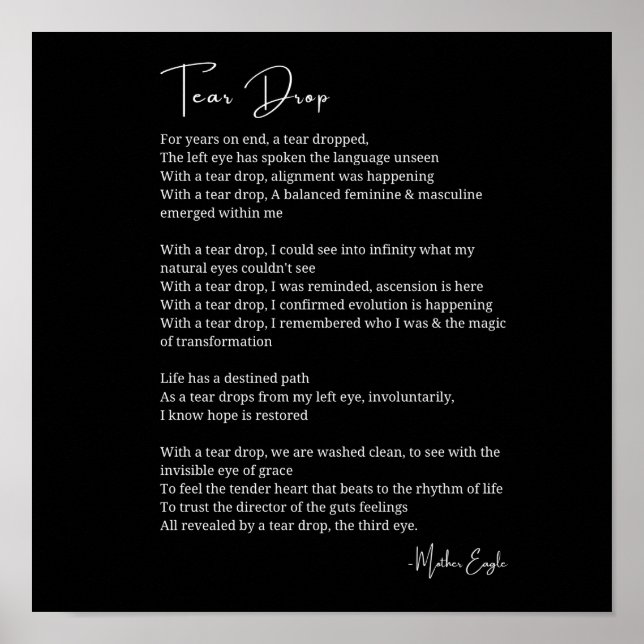 Tear Drop Awakening Third Eye poem poster  (Front)