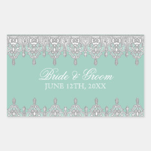 Tear Drop Lace, Aqua Blue Wedding Seal or Sticker