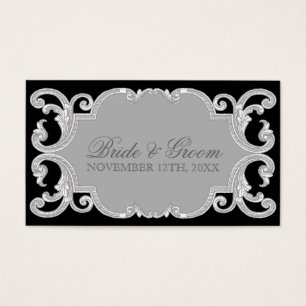 Tear Drop Lace, Black and White Favour Gift Tags