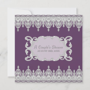Tear Drop Lace, Lavender & Grey - Bridal Shower Invitation