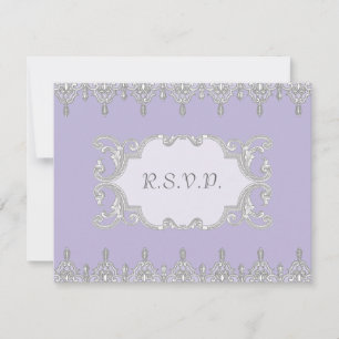 Tear Drop Lace, Lavender & Grey - Wedding Invite