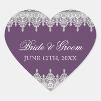 Tear Drop Lace, Lavender Wedding Seal or Sticker