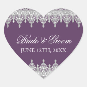 Tear Drop Lace, Lavender Wedding Seal or Sticker