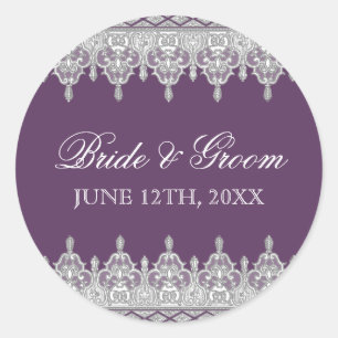 Tear Drop Lace, Lavender Wedding Seal or Sticker
