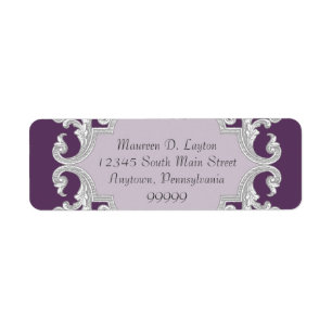 Tear Drop Lace Plum Purple Matching Address Labels