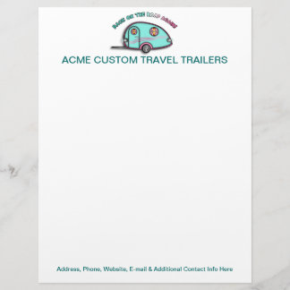 Tear Drop RV Trailer CUSTOMIZABLE LETTERHEADS Custom Letterhead